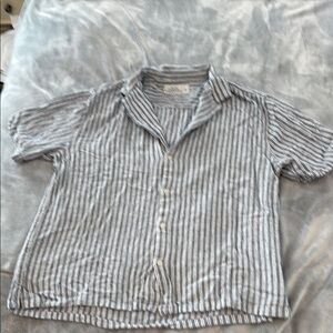 Abercrombie & Fitch Linen Blend Shirt - Black and White Stripes